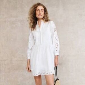 Madewell Pintucked Eyelit Mini Dress NWT